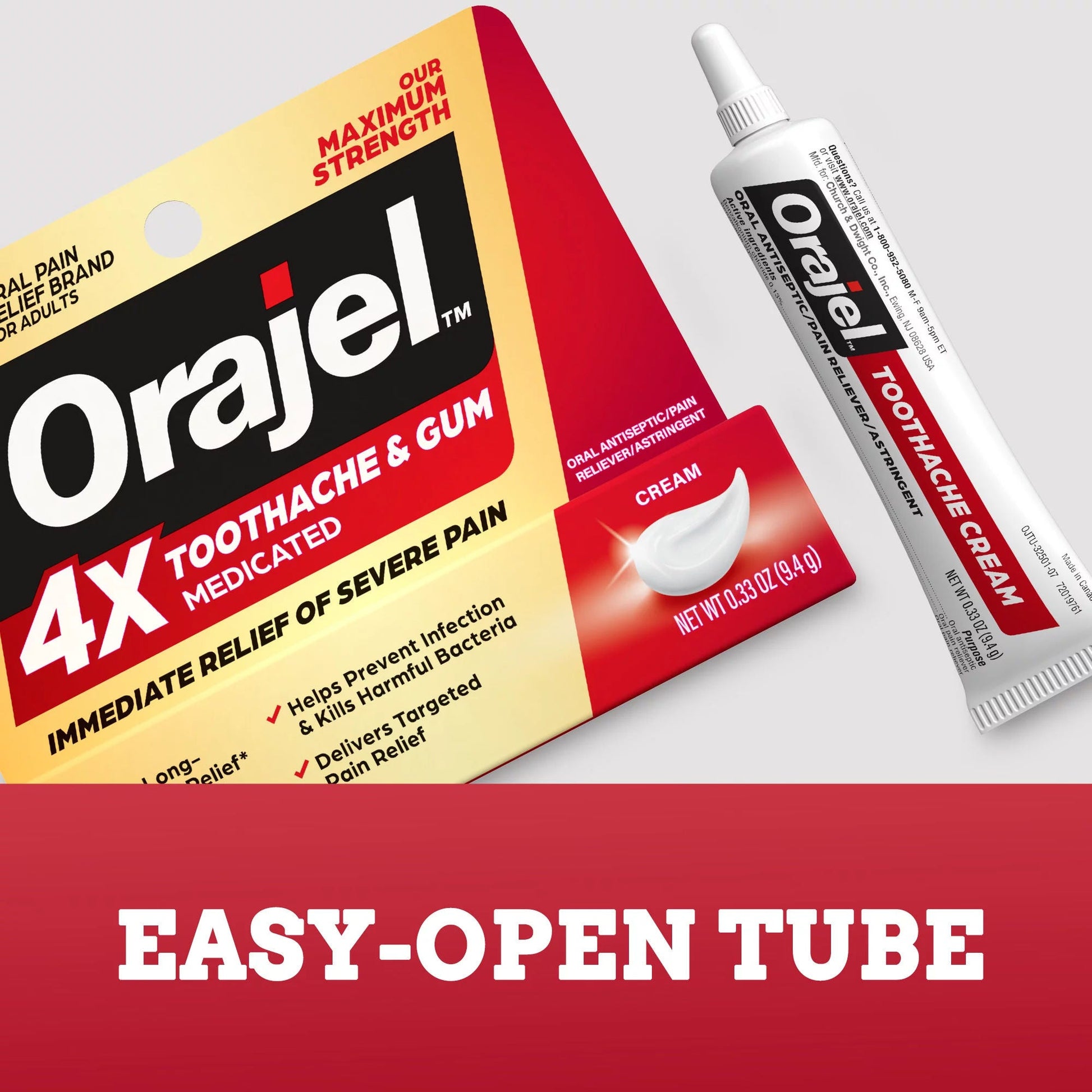 Orajel™ 4X Medicated Cream for Toothache & Gum, Maximum Strength for Severe Pain
