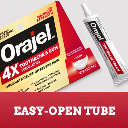 Orajel™ 4X Medicated Cream for Toothache & Gum, Maximum Strength for Severe Pain
