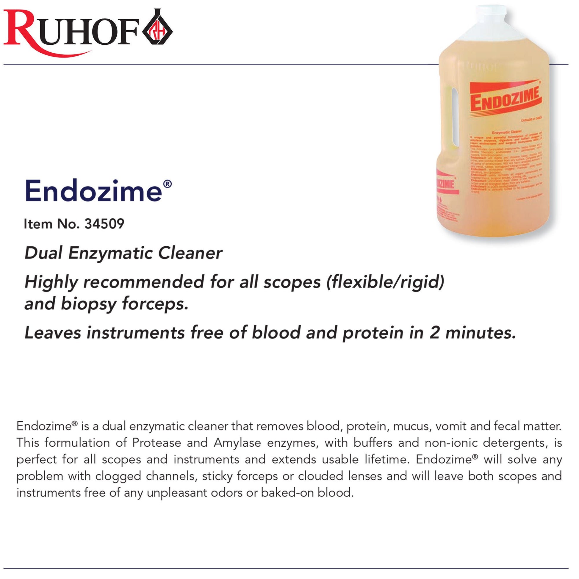 Endozime® Dual Enzymatic Instrument Detergent, Jug