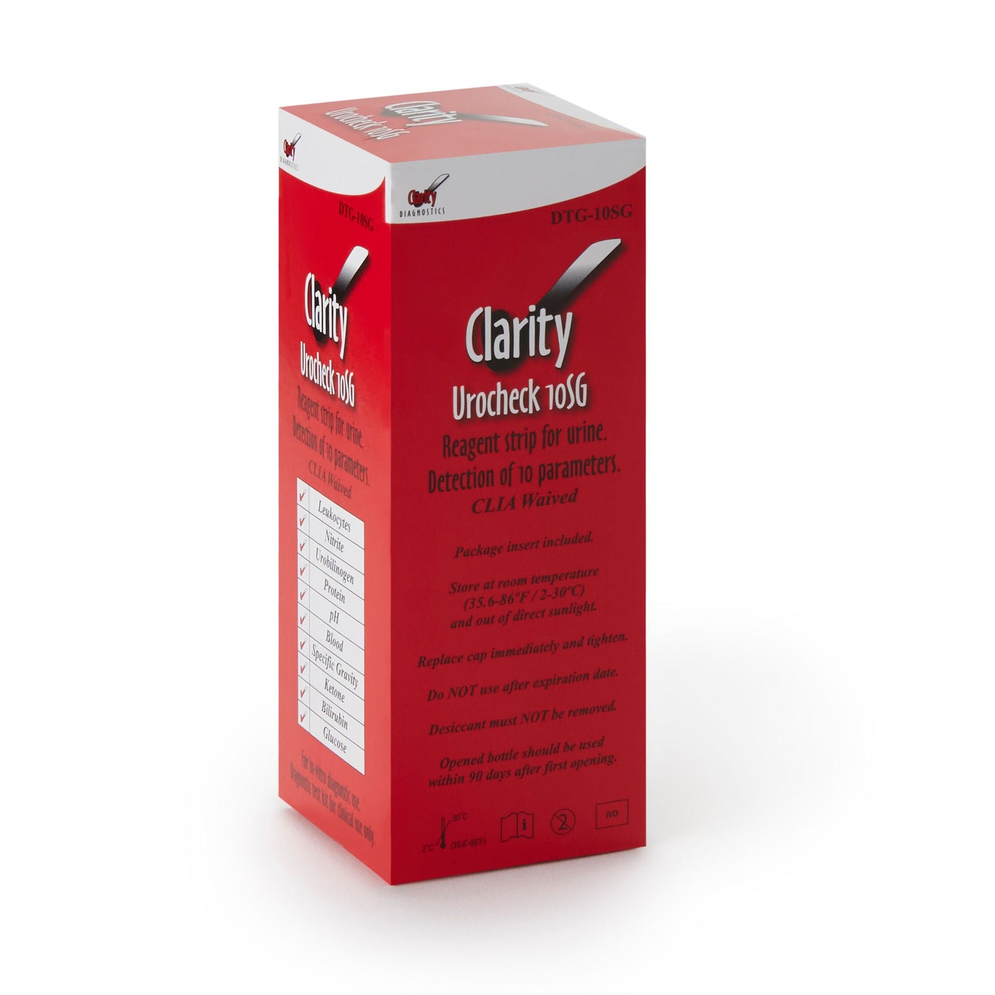 Clarity® Urocheck 10SG Urine Reagent Strips, General Chemistry tests
