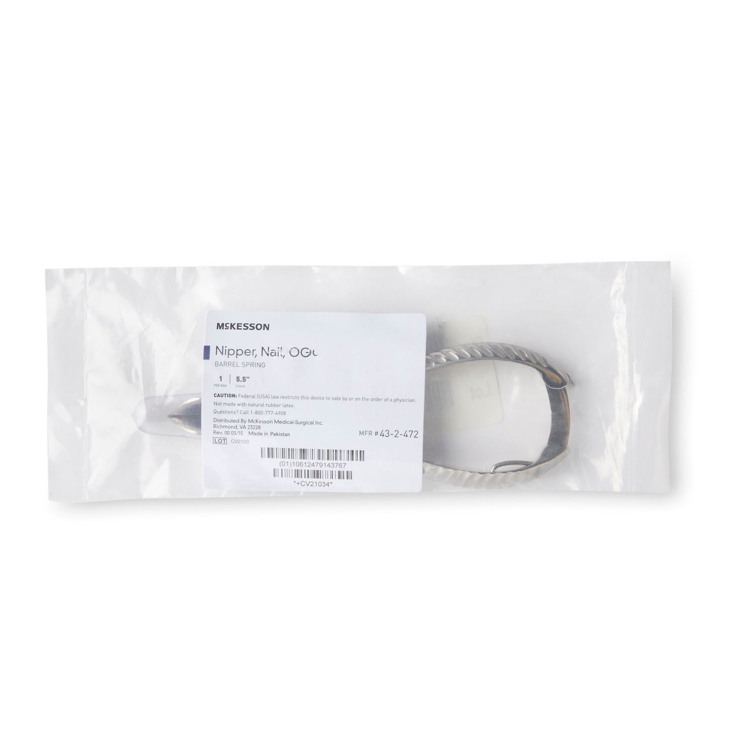 McKesson Nail Nipper, Concave Jaw, 5.5 Inches - view 2