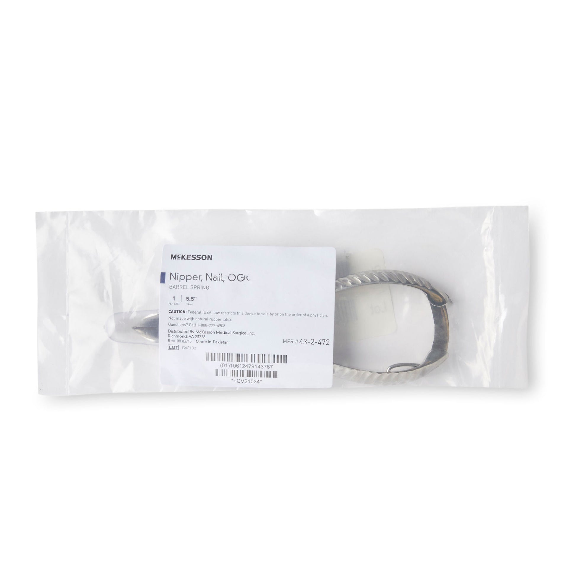 McKesson Nail Nipper, Concave Jaw, 5.5 Inches - view 2