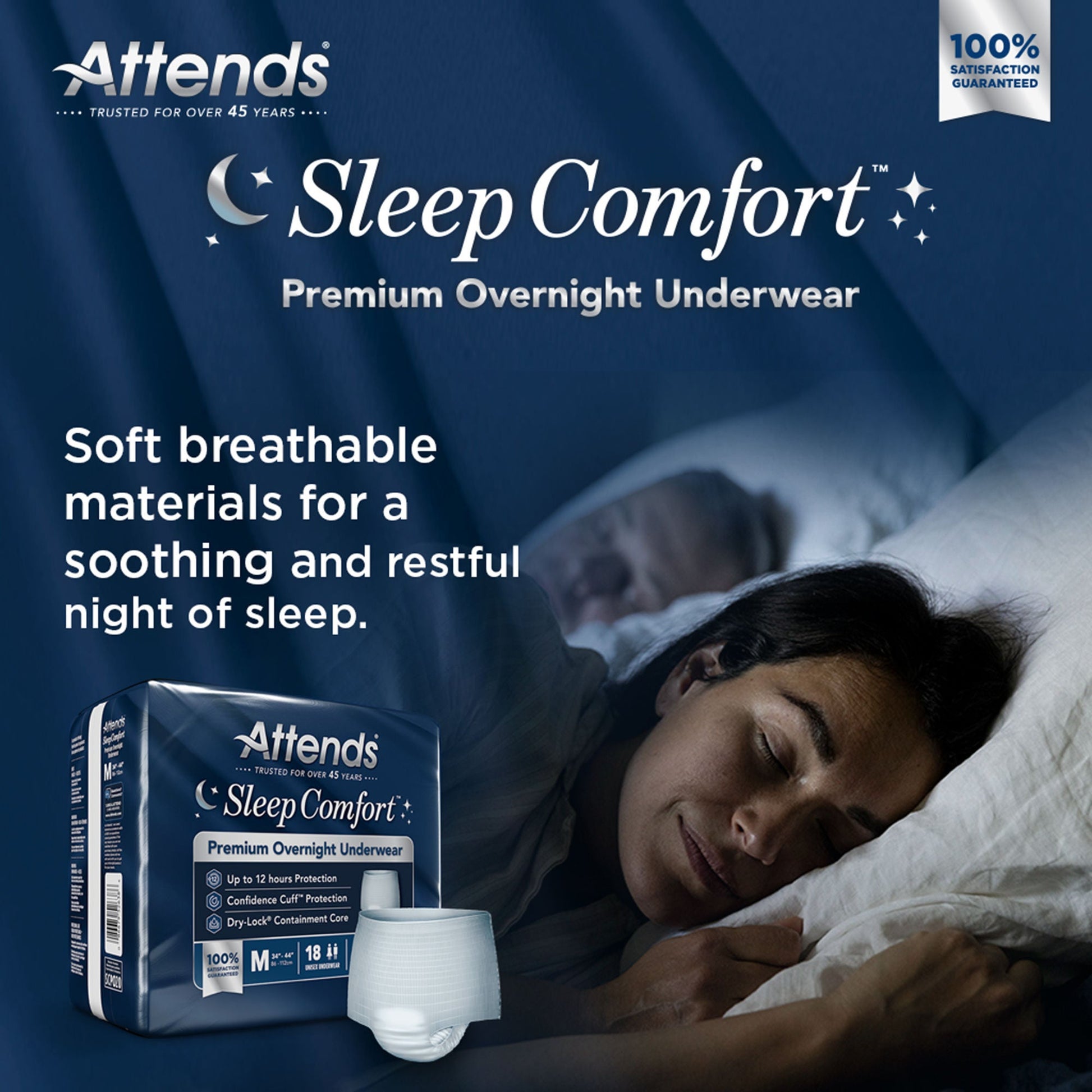 Attends® Sleep Comfort Premium Overnight Underwear, 24 – 44 Inches
