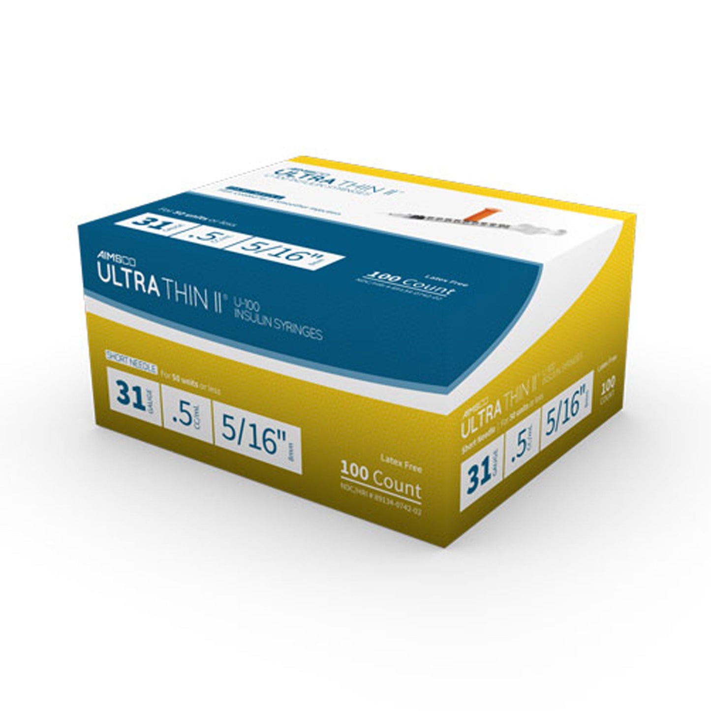 Ultra-Thin II Standard Insulin Syringe with Needle, 31 Gauge, 5/16 Inch