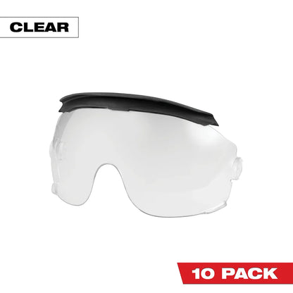 Milwaukee 10pk Gasketed Clear Eye Visor Replacement Lenses (BOLT Safety Helmet & BOLT Hard Hat Mount) 48-73-1454 | 10-Piece