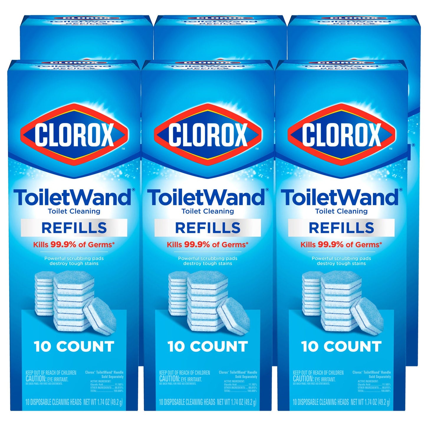 Clorox Toilet Bowl Cleaner Disinfecting Refill Pads Blue / White, 3 Inch, Sponge Head