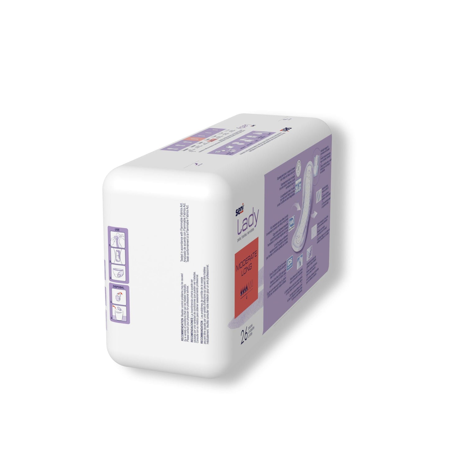 Seni® Lady Moderate Absorbency Bladder Control Pads, Long