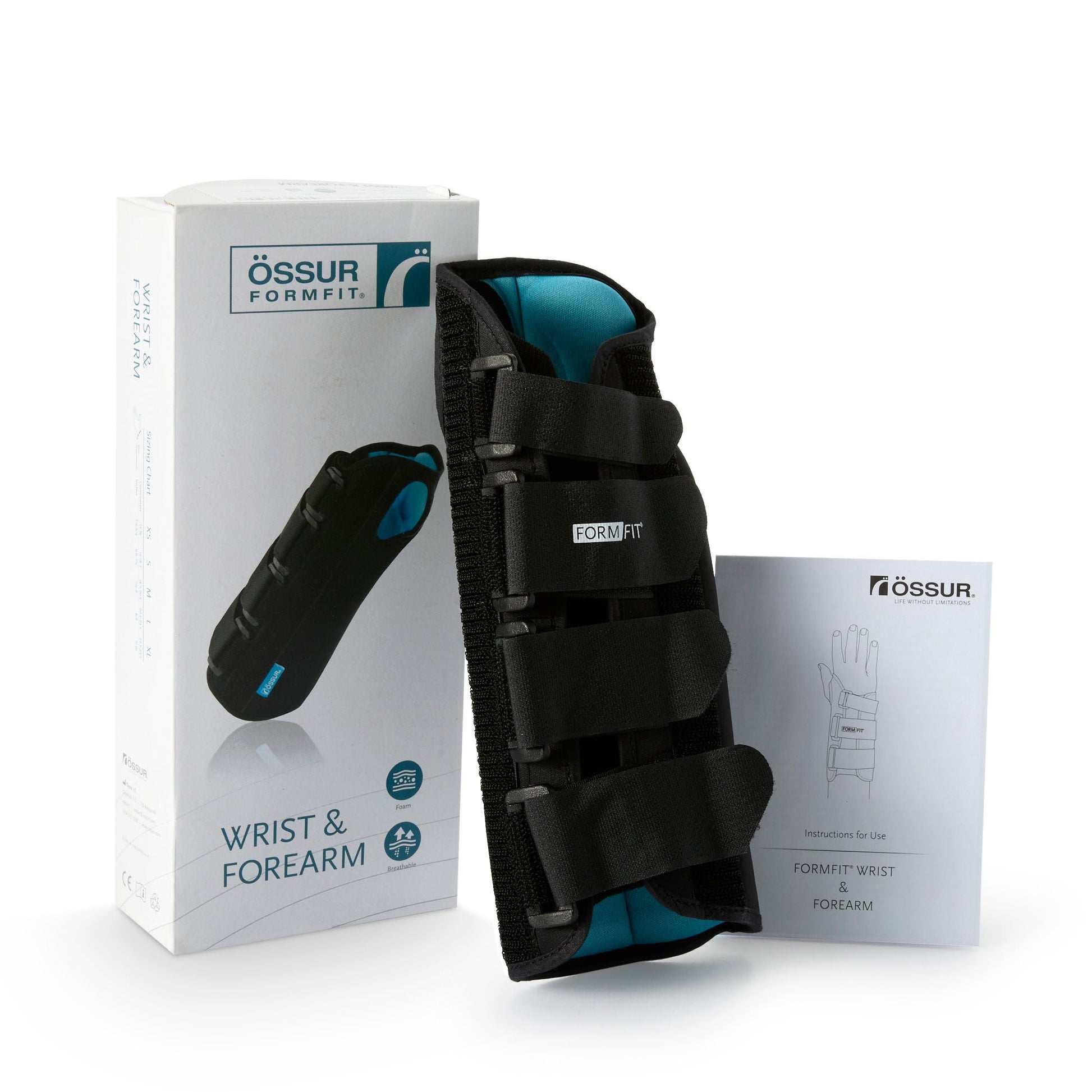 Ossur Formfit Wrist / Forearm Brace Aluminum / Cotton / Polyester Right Hand Black
