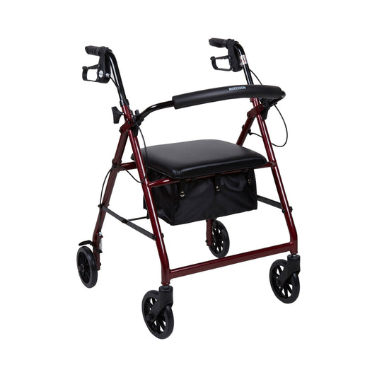 McKesson Folding Aluminum Four-Wheel Rollator, Red