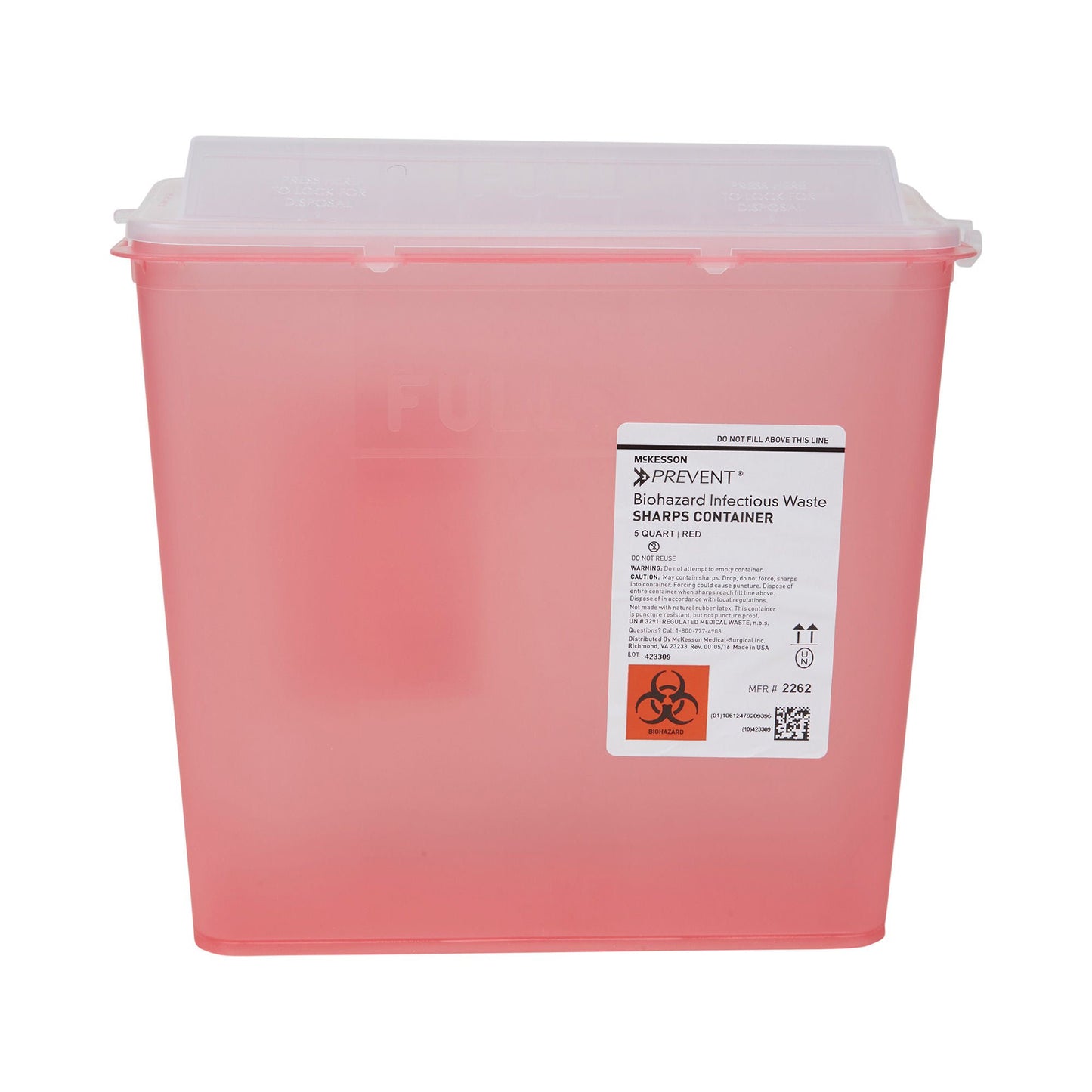 McKesson Prevent® Red Sharps Container, 1.25 Gallon