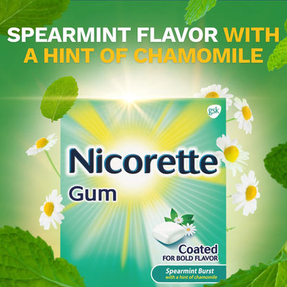 Nicorette Stop Smoking Aid Gum 4 mg Spearmint Burst with a Hint of Chamomile