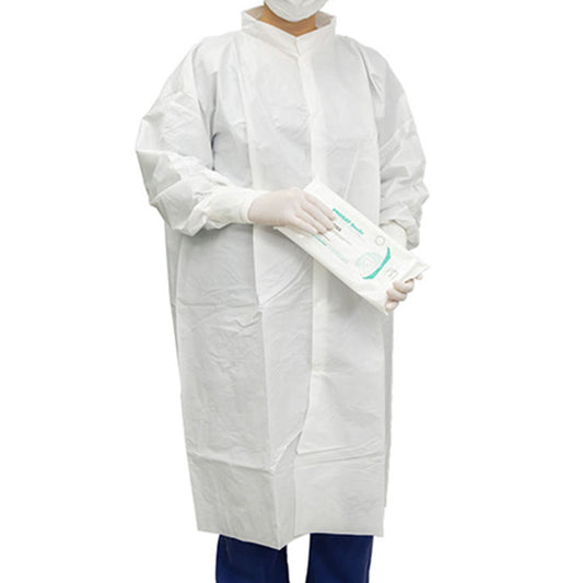 Contec CritiGear Cleanroom Lab Coat White 4X-Large Knee Length Microporous Fabric Disposable