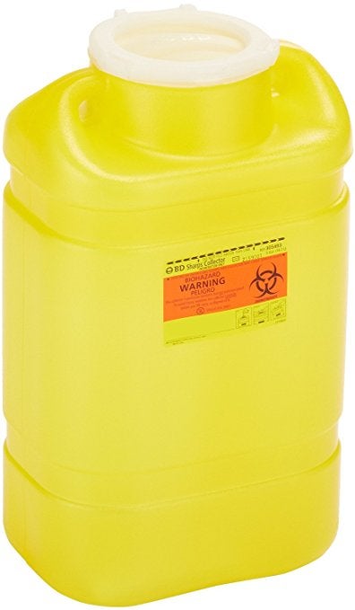 BD Chemotherapy Waste Container Yellow Base 18 H X 10-1/2 W X 7-1/2 D Inch Vertical Entry