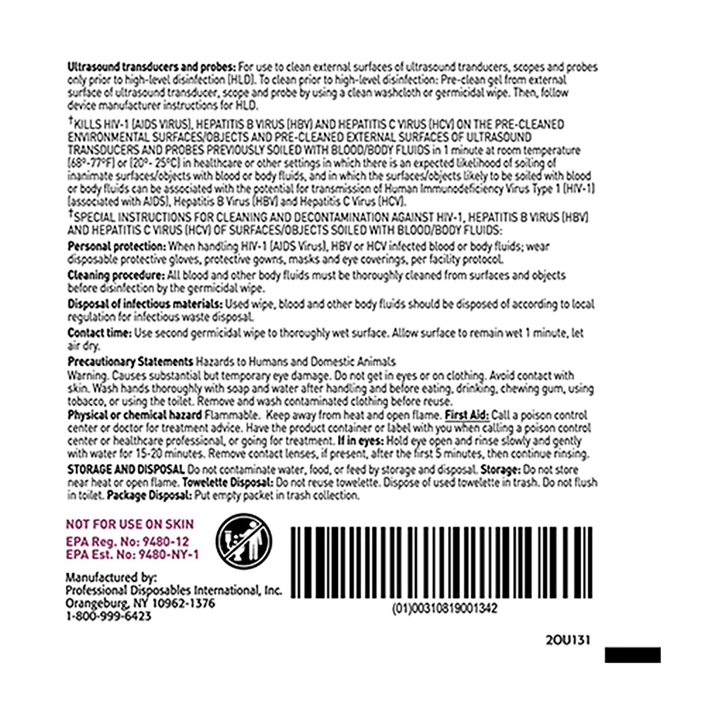Sani-Cloth® Prime Germicidal Disinfectant Wipes, Individually Wrapped