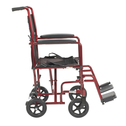 drive™ Transport Chair, Red, 17-Inch Seat Width