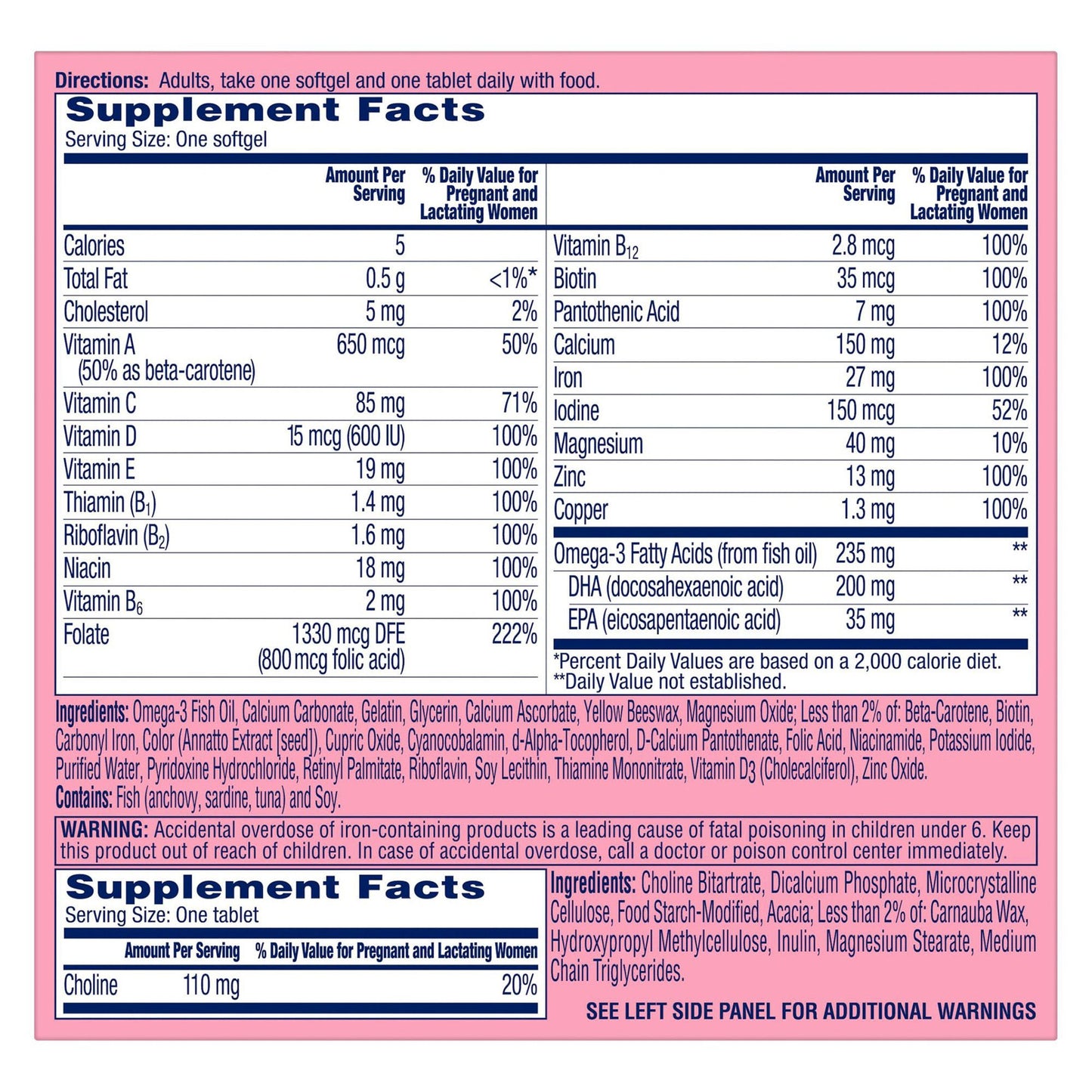 One A Day Prenatal Advanced Softgels and Tablets