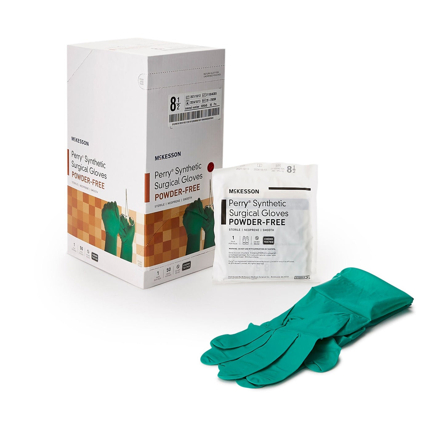 Sterile McKesson Perry® Performance Plus Polychloroprene Surgical Gloves, Dark Green