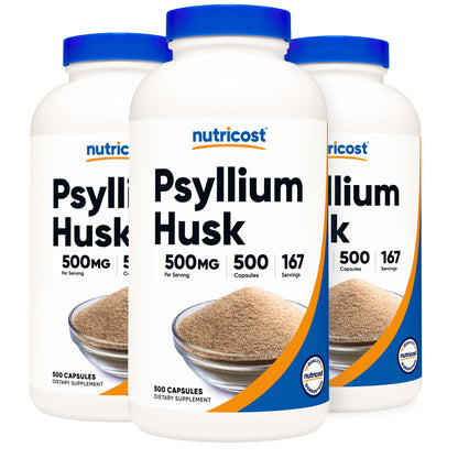 nutricost Dietary Supplement Psyllium Husk 500 mg Strength Capsule