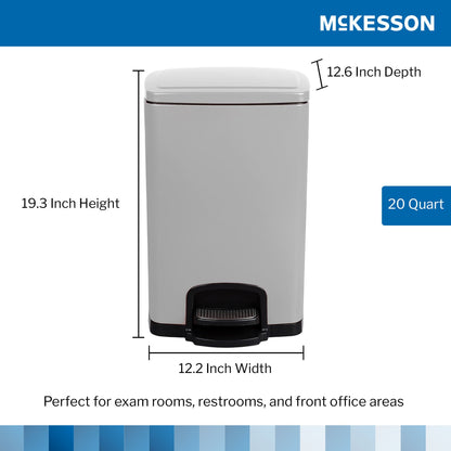 McKesson White Square Step-On Trash Can