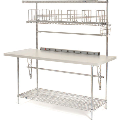 Global Industrial Packing Workbench W/Riser & 3 Shelves, Laminate Square Edge, 72"W x 30"D