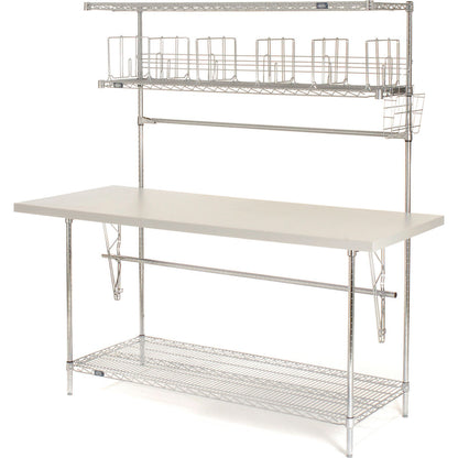 Global Industrial Packing Workbench W/Riser & 3 Shelves, Laminate Square Edge, 72"W x 30"D