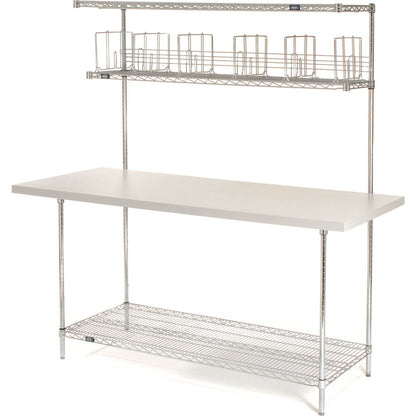 Global Industrial Packing Workbench W/Riser & 3 Shelves, Laminate Square Edge, 72"W x 30"D
