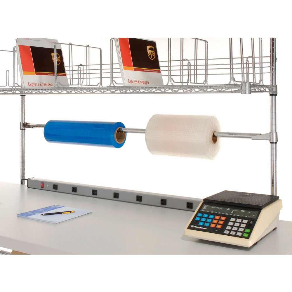 Global Industrial Packing Workbench W/Riser & 3 Shelves, Laminate Square Edge, 72"W x 30"D