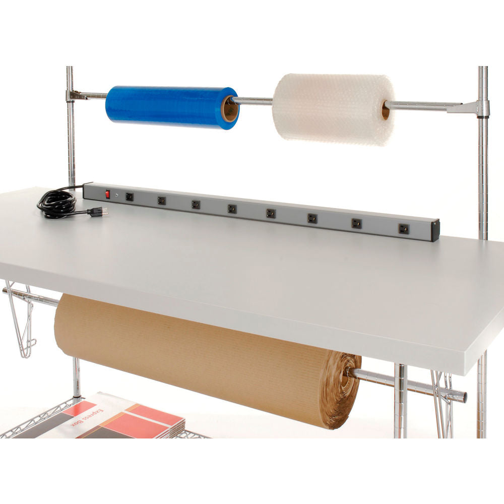 Global Industrial Packing Workbench W/Riser & 3 Shelves, Laminate Square Edge, 72"W x 30"D