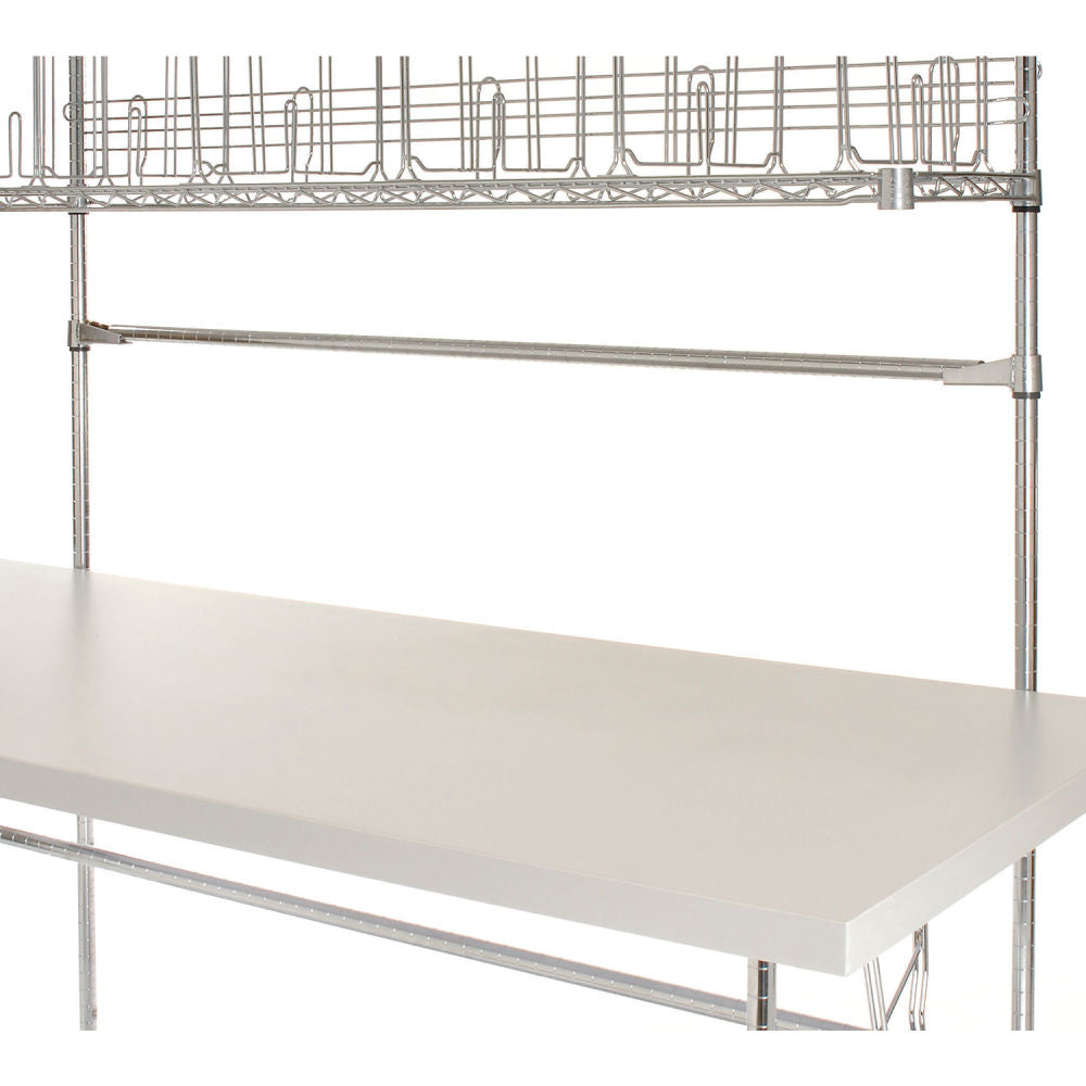 Global Industrial Packing Workbench W/Riser & 3 Shelves, Laminate Square Edge, 72"W x 30"D