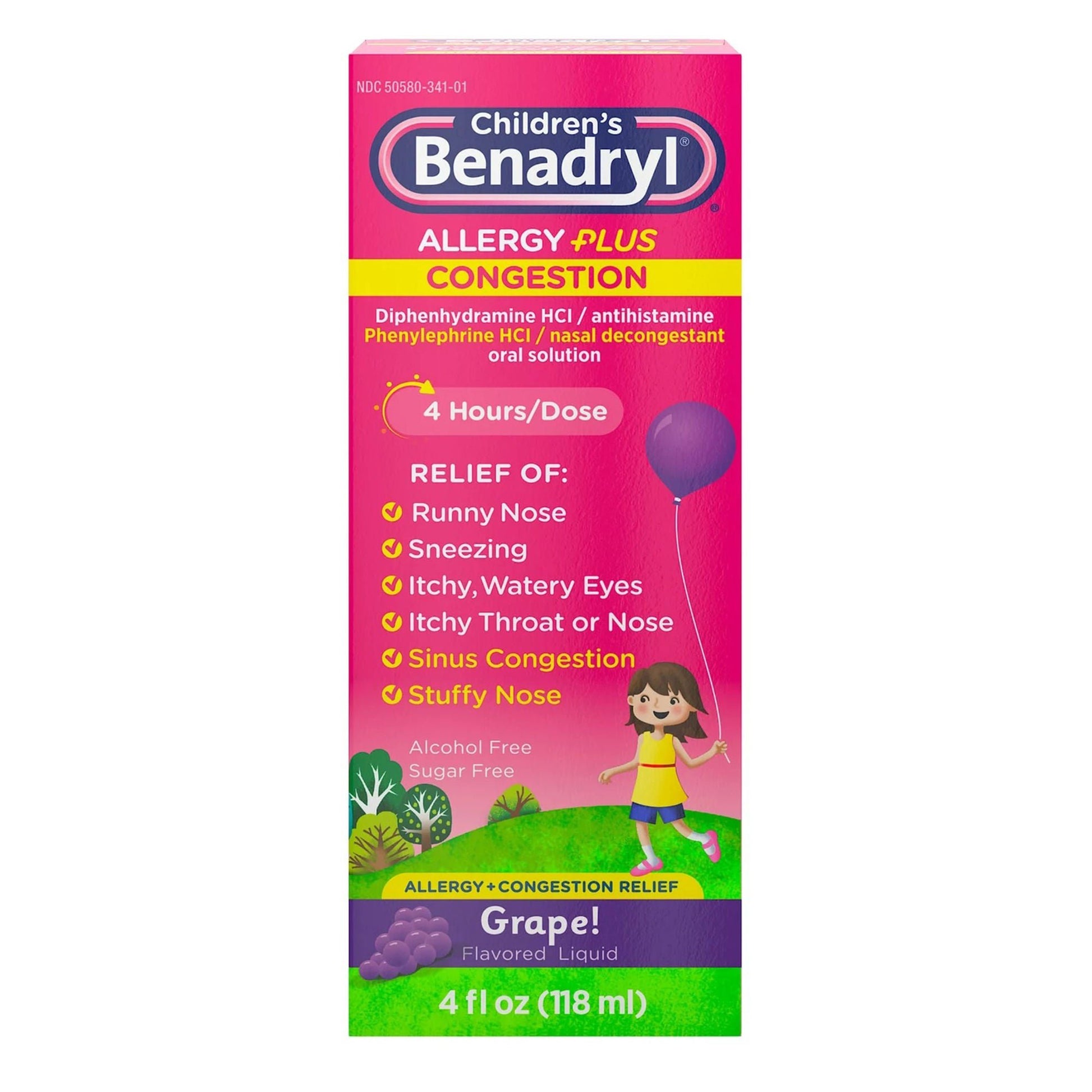 Benadryl® Children's Allergy Plus Congestion Liquid Grape Flavor