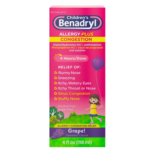 Benadryl® Children's Allergy Plus Congestion Liquid Grape Flavor