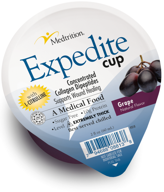 Expedite Thickened Food Cup Grape Flavor Liquid IDDSI Level 4 Extremely Thick/Pureed, 2 oz, Case of 36 (18813)