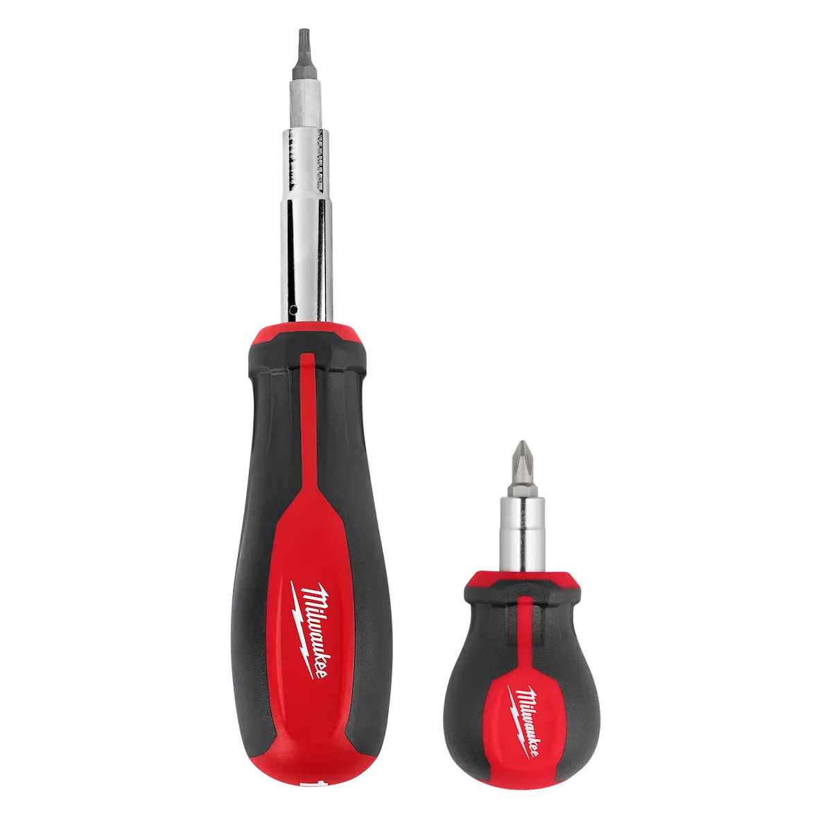 Milwaukee 2pc 11-in-1 Multi-Bit Screwdriver and 6-IN-1 Stubby Multi-Bit Screwdriver Set 48-22-2763