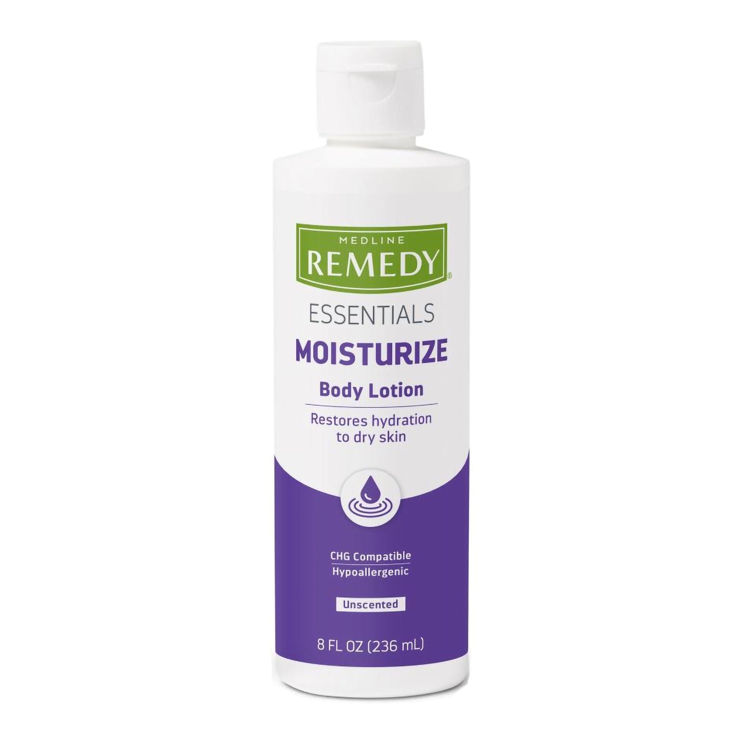 Medline Remedy Essentials Moisturize Hand and Body Moisturizer Bottle Unscented Lotion CHG Compatible