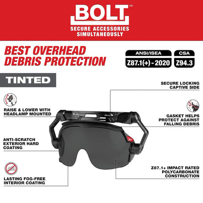 Milwaukee BOLT Gasketed Eye Visor - Tinted Dual Coat Lens (Compatible with BOLT Safety Helmets & BOLT Hard Hats) 48-73-1417