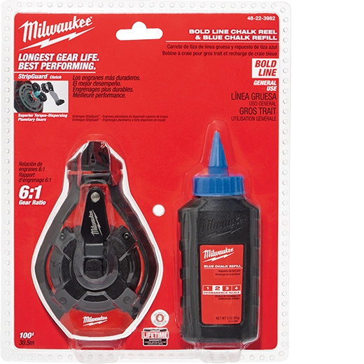 Milwaukee 100' Bold Line Kit w/ Blue Chalk 48-22-3982 | Plastic