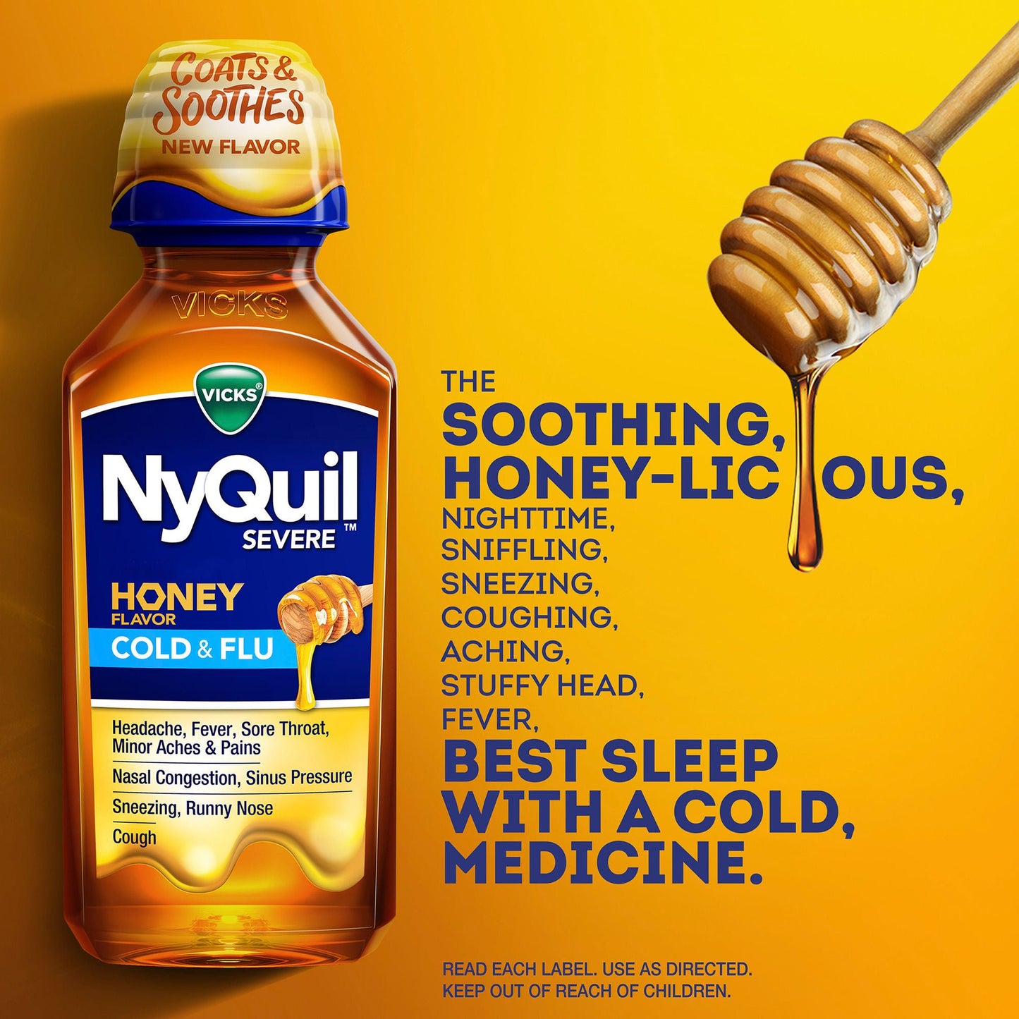 NyQuil® Severe Cold & Flu Liquid Honey Flavor