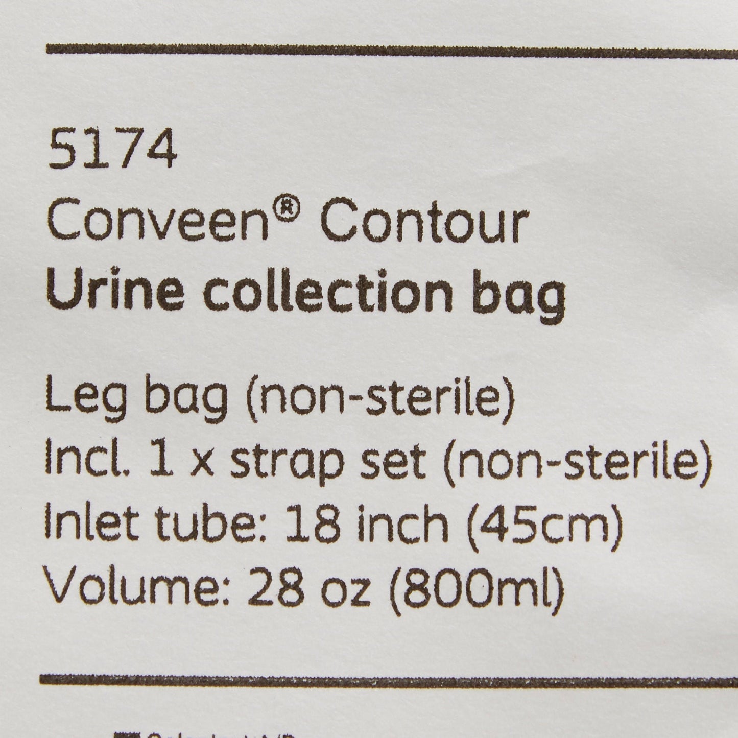 Conveen® Contour Urinary Leg Bag, Anti-Reflux Valve, Polyethylene/Flocked