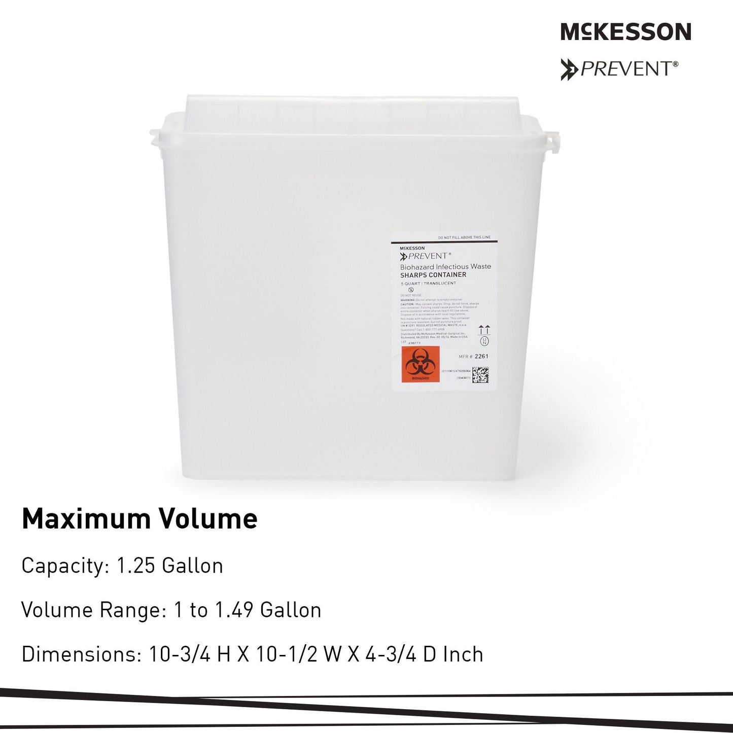 McKesson Prevent® Sharps Container, 1-1/4 Gallon