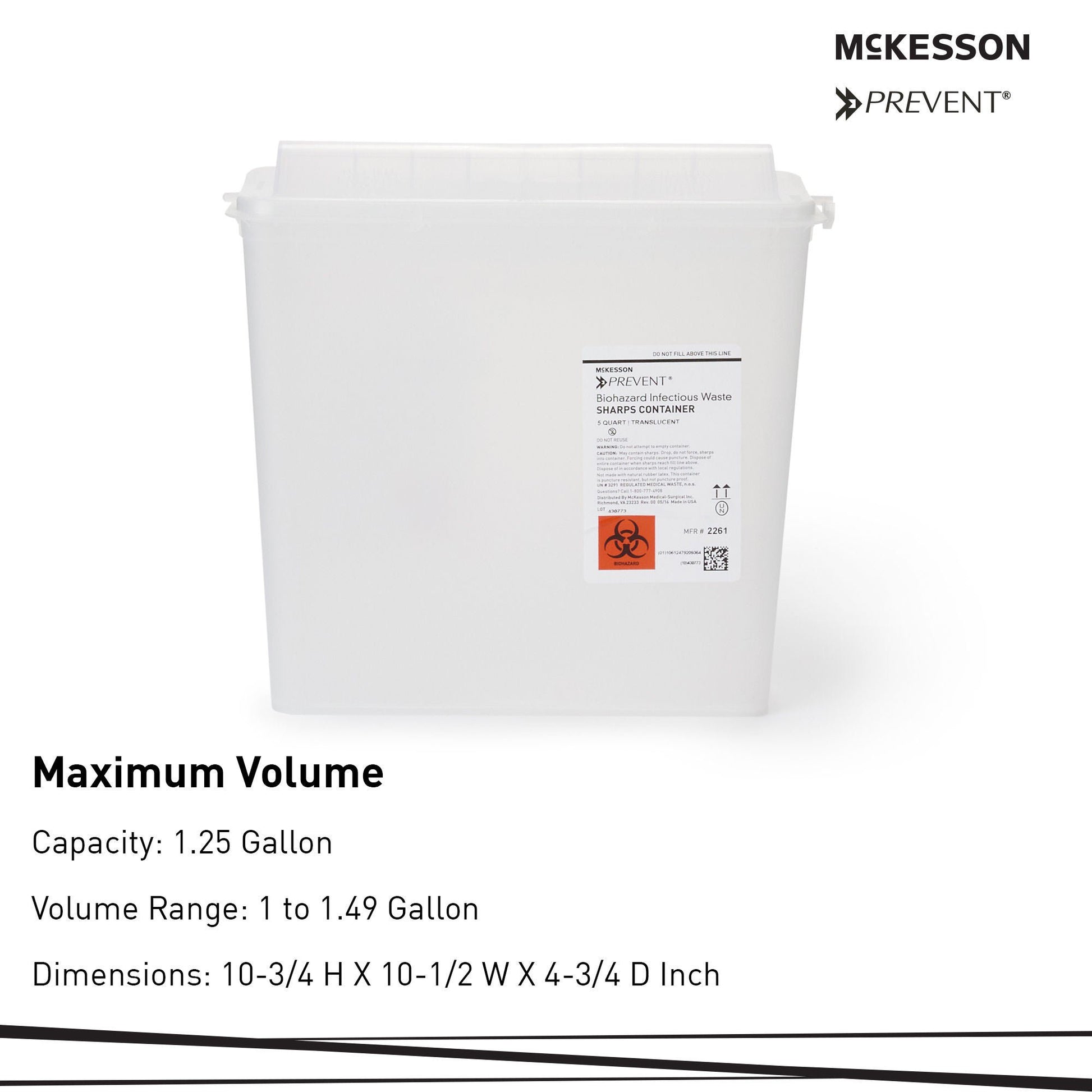 McKesson Prevent® Sharps Container, 1-1/4 Gallon