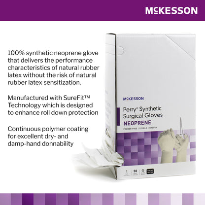 Sterile McKesson Perry® Synthetic Surgical Gloves Polychloroprene Surgical Gloves, Cream - view 4