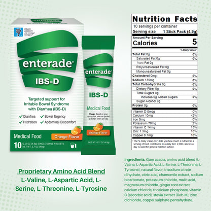 enterade® IBS-D Dietary Support Medical Food, Orange, Single Serve Packets