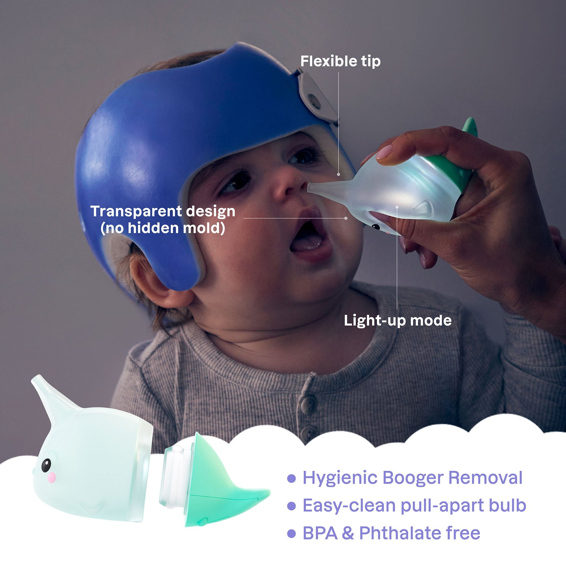 Playhouse MD Nasal Bulb for Babies and Toddlers, Green, Narwhal Character