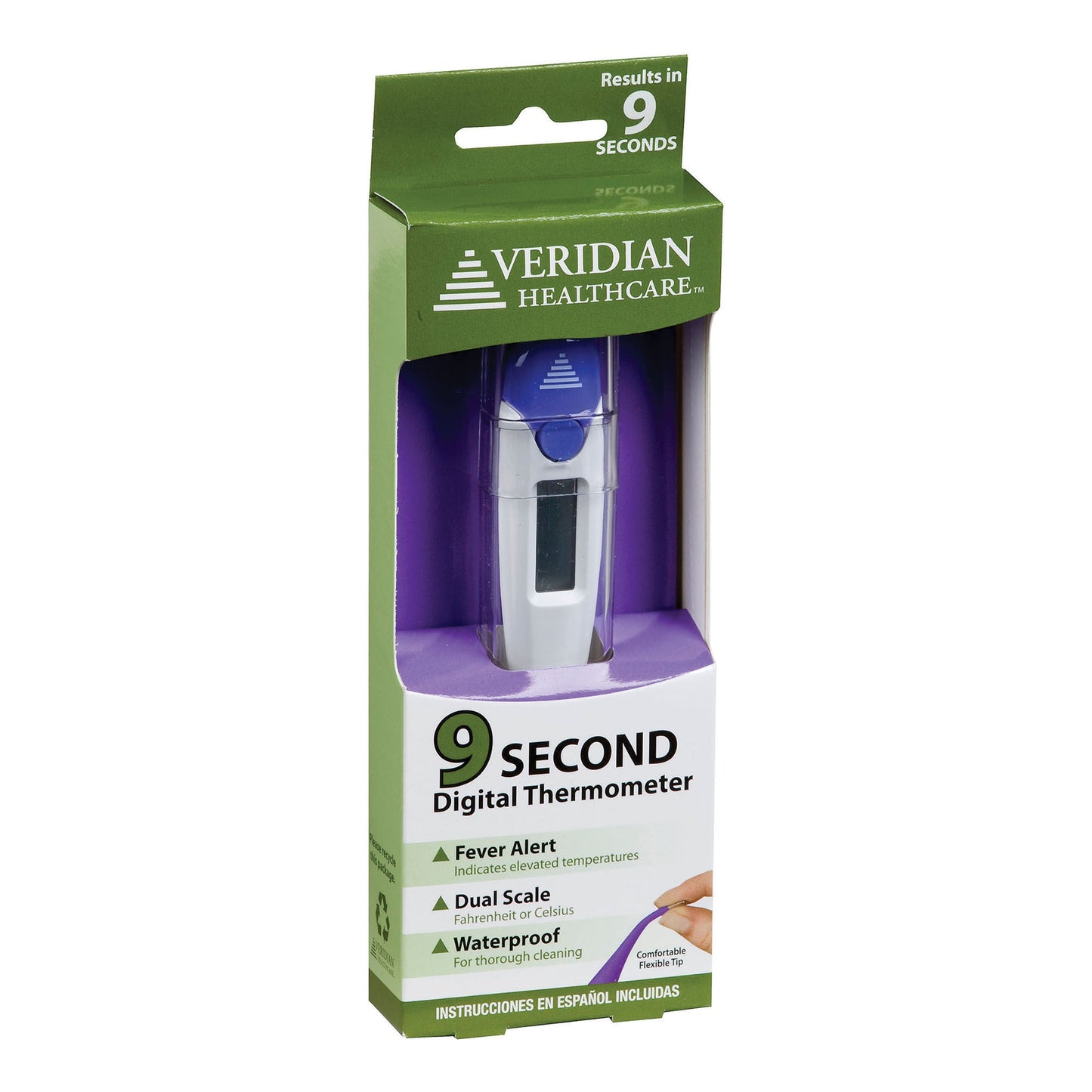 Veridian Nine-Piece 9-Second FLEX-TIP Digital Thermometers with Display