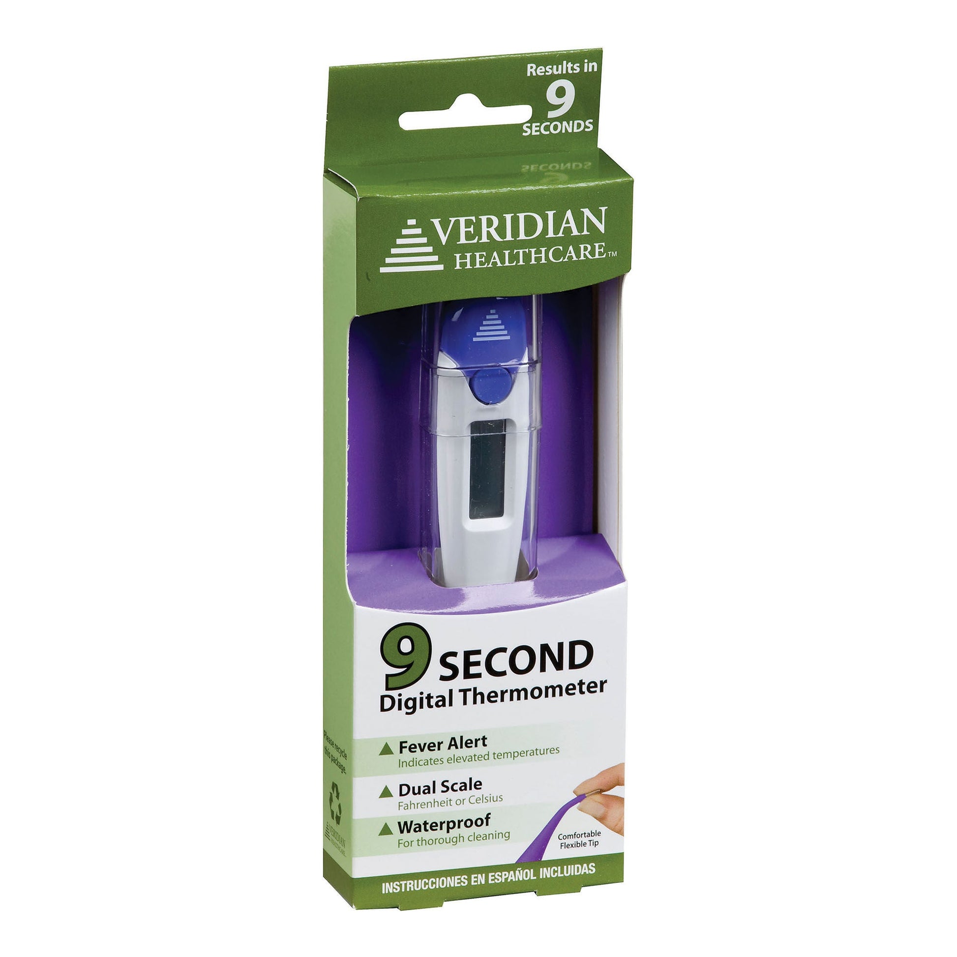 Veridian Nine-Piece 9-Second FLEX-TIP Digital Thermometers with Display