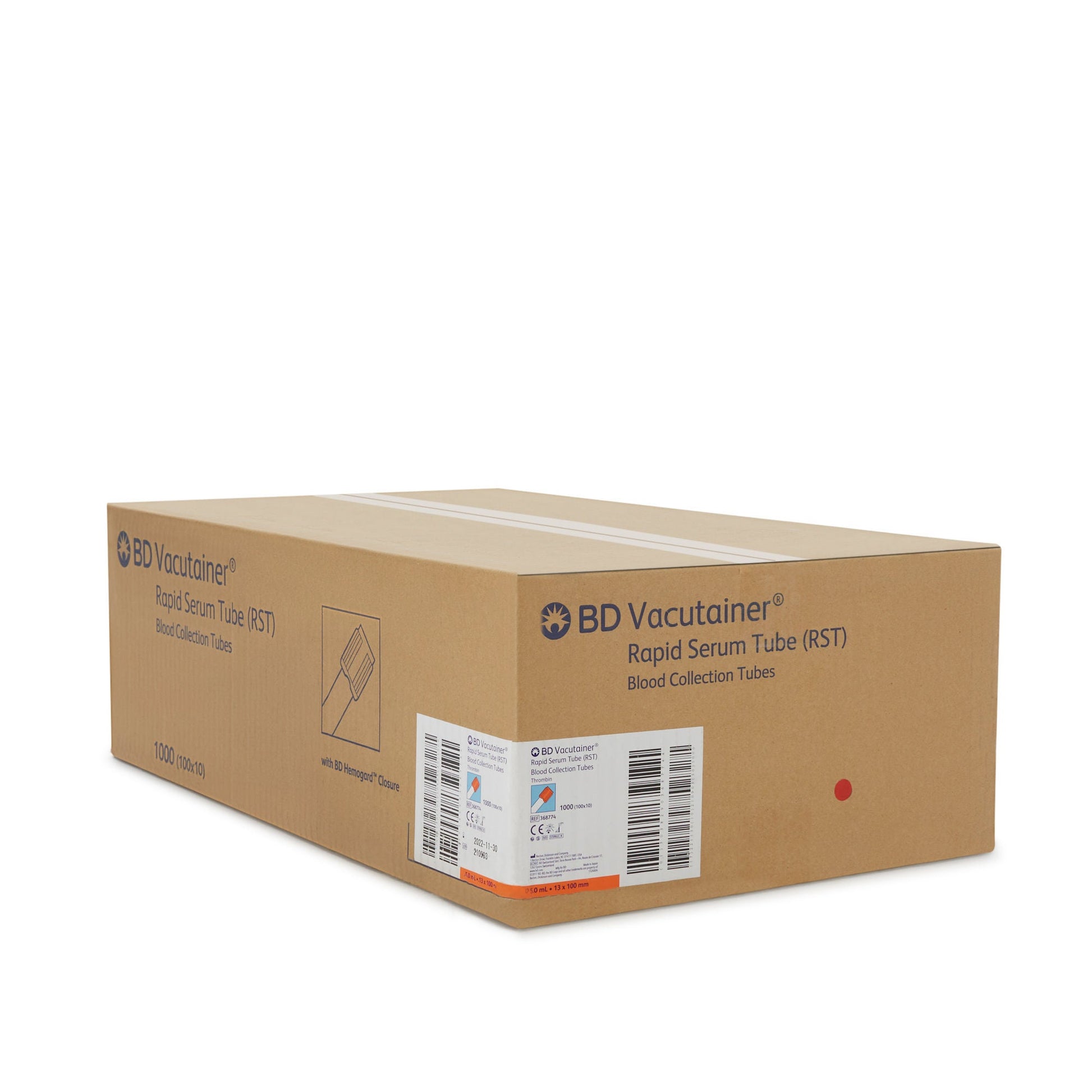 BD Vacutainer Venous Blood Collection Tube Clot Activator Additive BD Hemogard Closure Polyethylene Terephthalate (PET) Tube