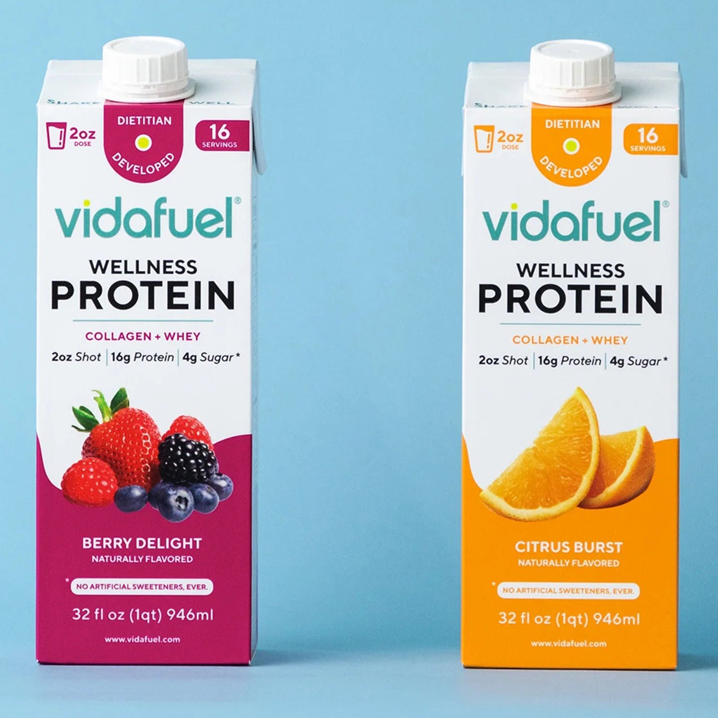 Vidafuel Wellness Protein Drink with Collagen and Whey, Berry Delight Flavor