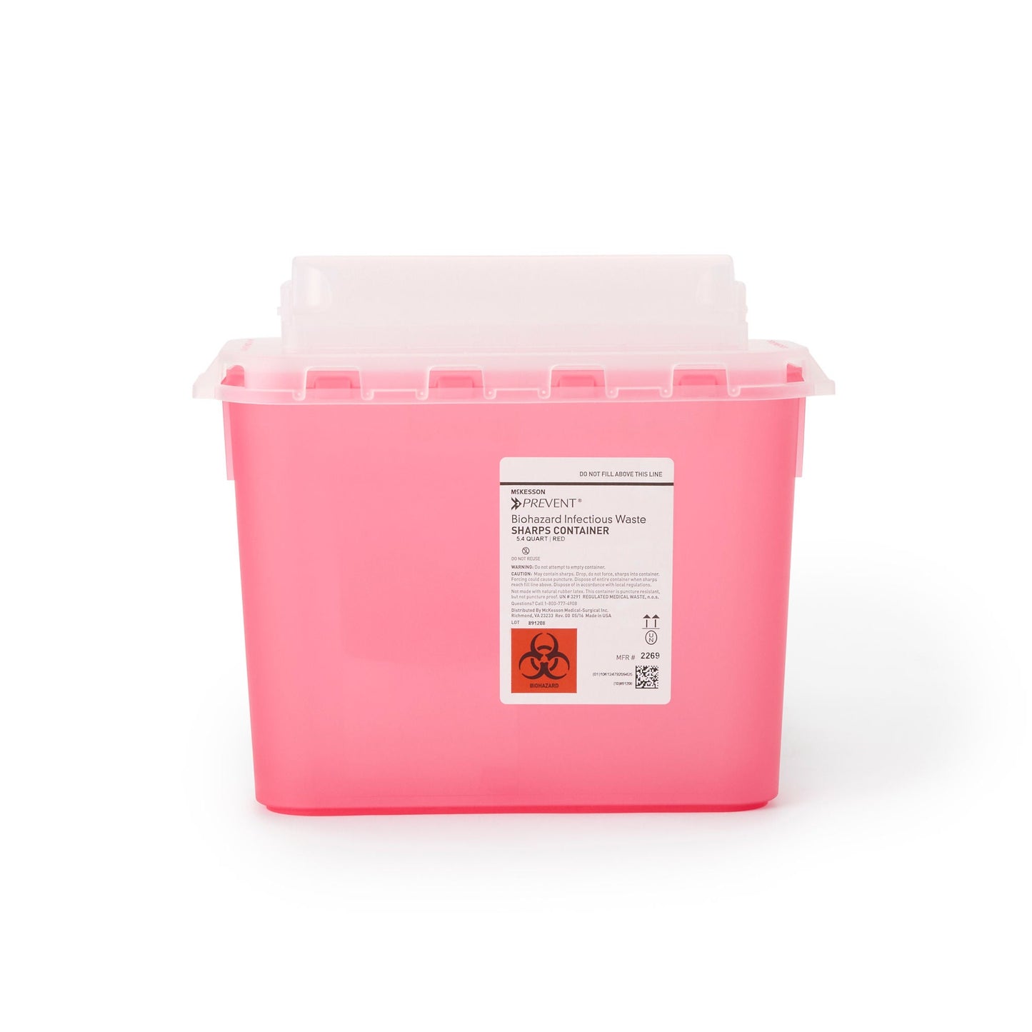 McKesson Prevent® Two-Piece Sharps Container, 5.4 Quart