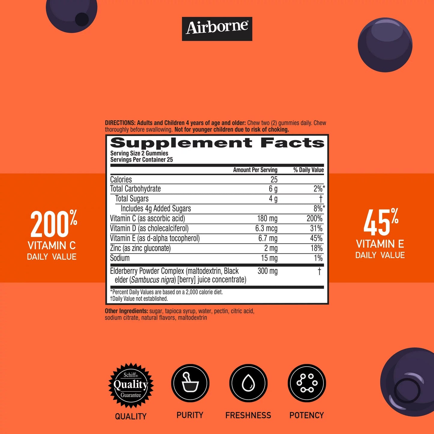 Airborne® Immune Support Supplement Gummies Elderberry
