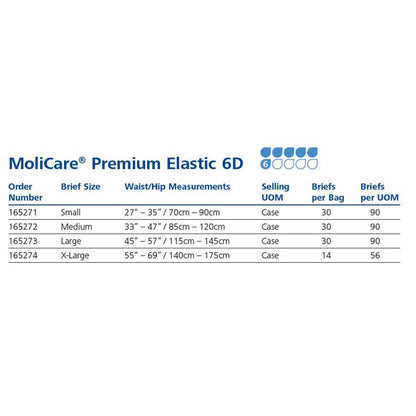 MoliCare® Premium Elastic 6 Drop Absorbency Incontinence Briefs